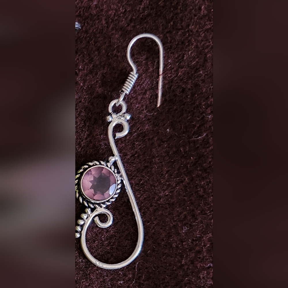 Very Unique .925 and Amethyst Swirl Earrings